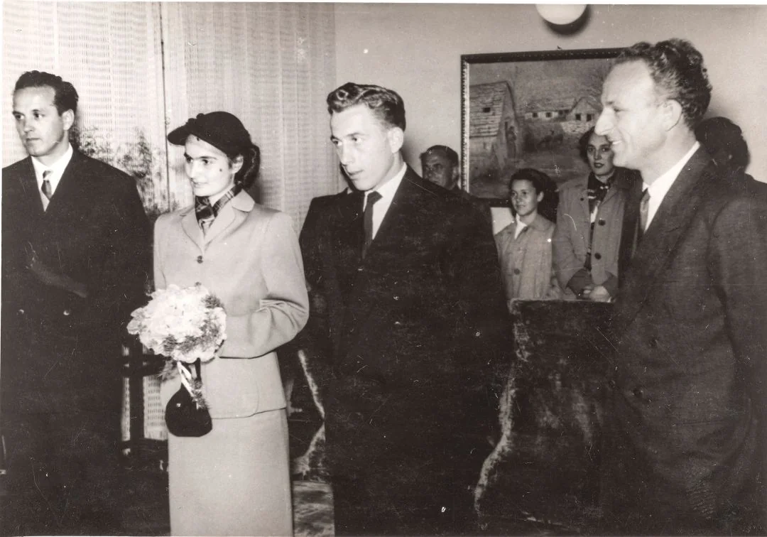 Vjenčanje Stjepanke i Bernarda Vukasa, kumovi Vojko Andrijašević i Frane Matošić (Split, 27. 03. 1954.).